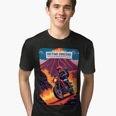 Kaos T-Shirt Tema Kata Design Unik - Retro Racing Volcano